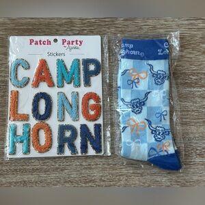 Camp Longhorn Bow Socks and Letter Patches BRAND NEW